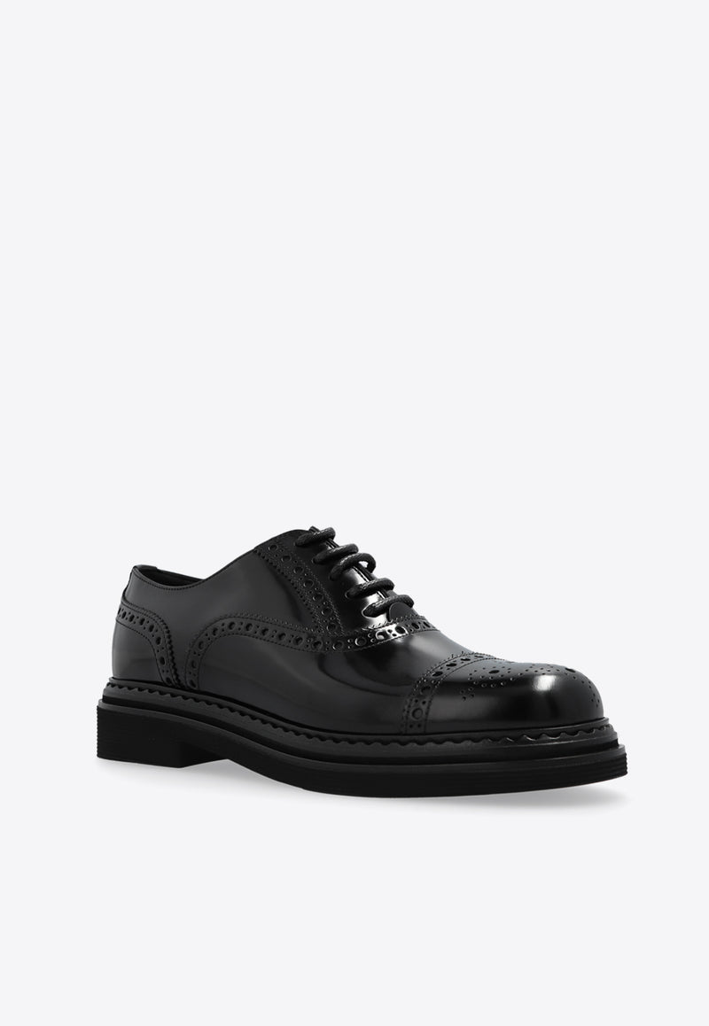 Dolce & Gabbana Day Classic Brushed Leather Brogue Shoes Black CN0101 A1203-80999