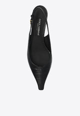 Dolce & Gabbana Mun 30 Slingback Pumps in Croc-Embossed Leather Black CG0804 A5491-8B956