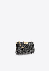 Dolce & Gabbana Small Marlene Rhinestone Embellished Shoulder Bag Black BB7635 A5694-8D822