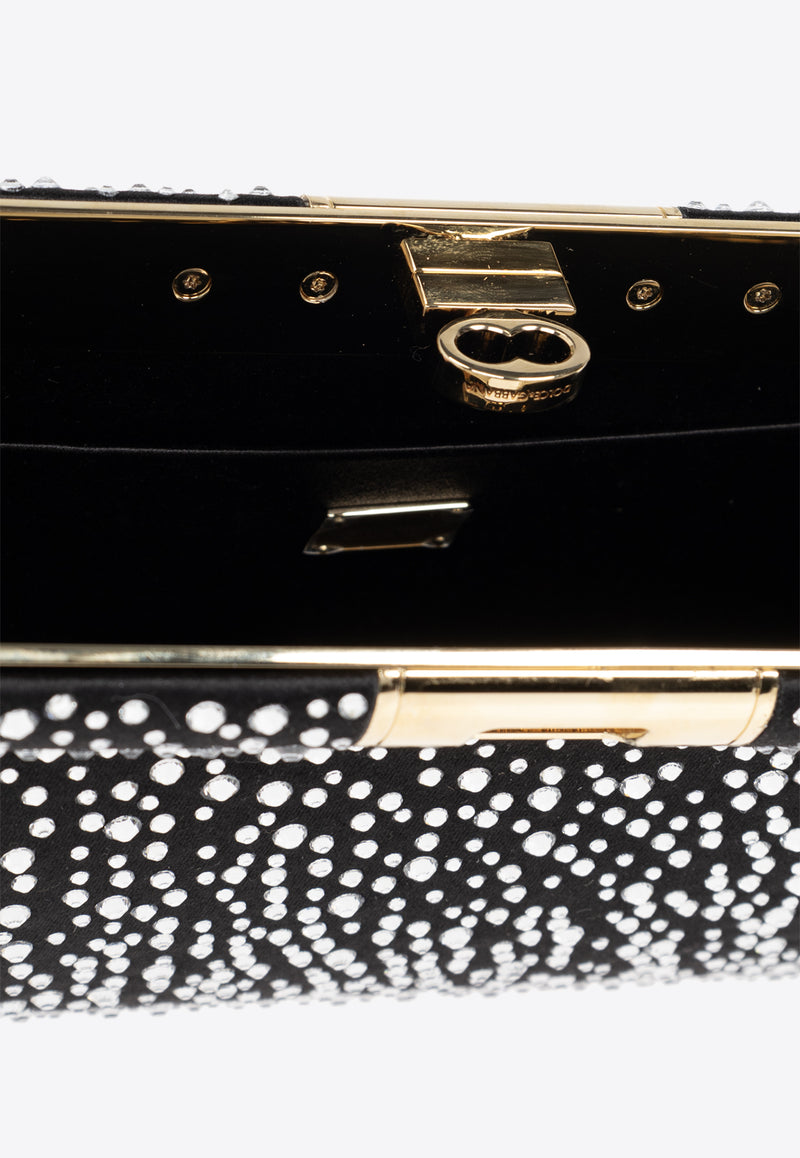 Dolce & Gabbana Small Marlene Rhinestone Embellished Shoulder Bag Black BB7635 A5694-8D822