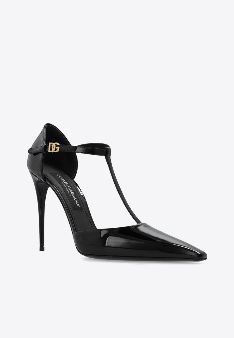 Dolce & Gabbana Mun 105 T-bar Pumps in Patent Leather Black CD1883 A1471-80999