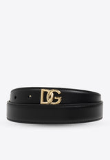 Dolce & Gabbana DG Logo Plaque Leather Belt Black BE1351 AQ420-80999