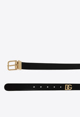 Dolce & Gabbana DG Logo Plaque Leather Belt Black BE1351 AQ420-80999