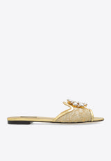 Dolce & Gabbana Bianca Taormina Lace Flat Sandals Gold CQ0023 AE637-80997