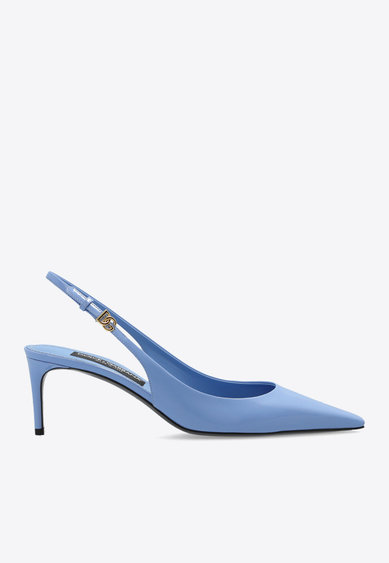 Dolce & Gabbana Mun 60 Slingback Pumps in Polished Leather Light Blue CG0805 A1037-80789