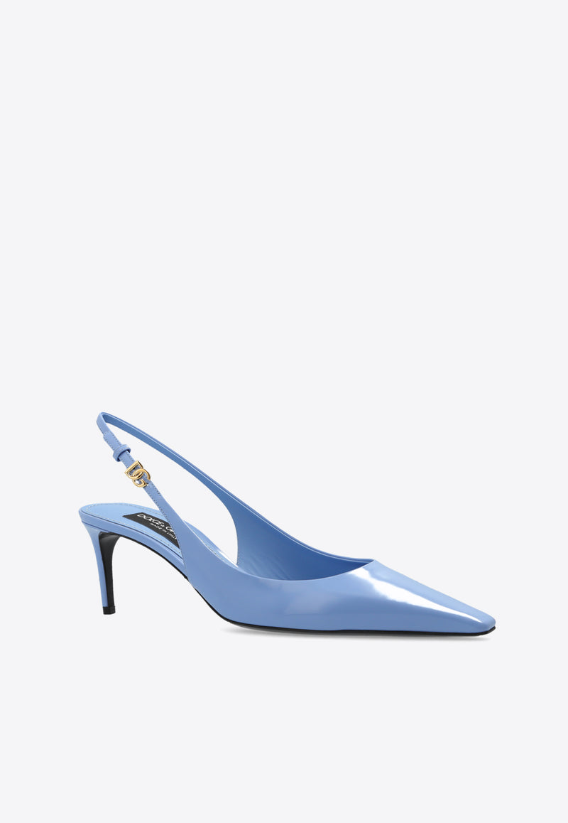 Dolce & Gabbana Mun 60 Slingback Pumps in Polished Leather Light Blue CG0805 A1037-80789