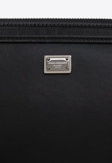 Dolce & Gabbana Logo Plaque Leather Pouch Bag Black BM2330 AV956-80999