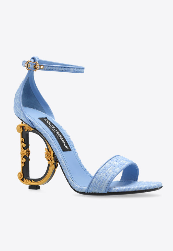 Dolce & Gabbana 105 Baroque DG Heel Bouclé Sandals Light Blue CR0739 AW094-80619