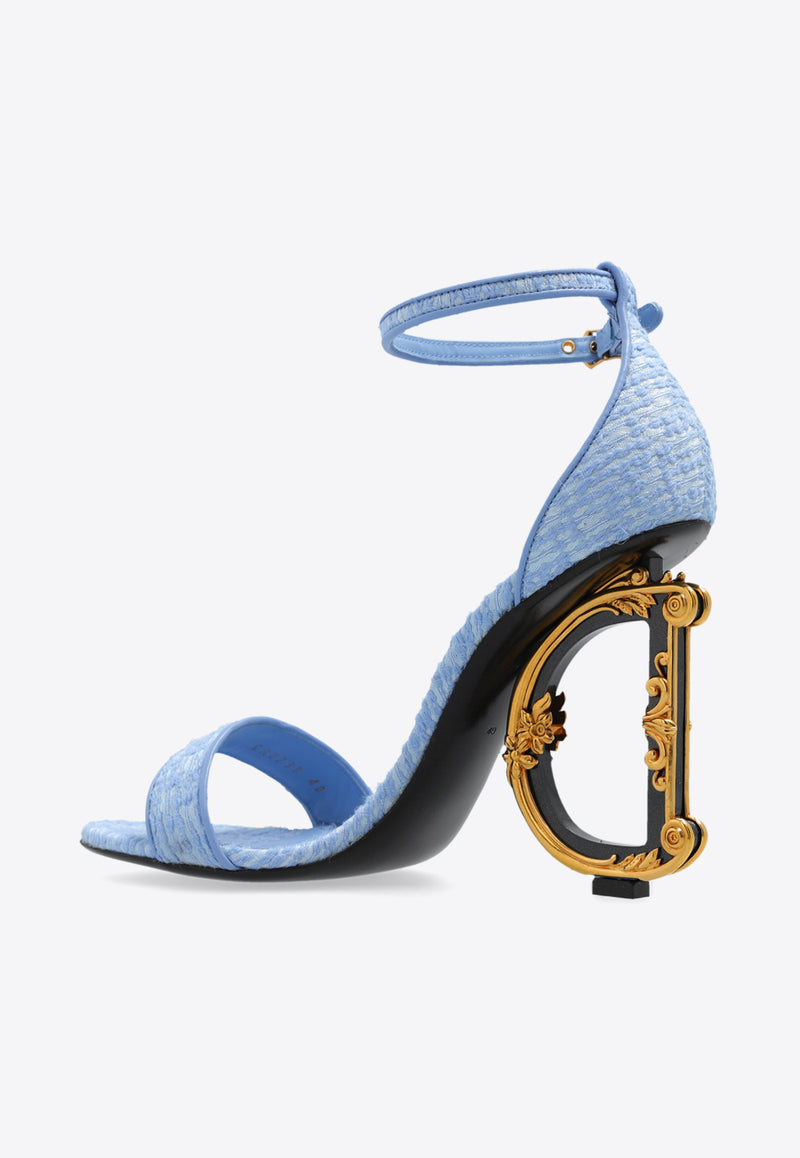 Dolce & Gabbana 105 Baroque DG Heel Bouclé Sandals Light Blue CR0739 AW094-80619