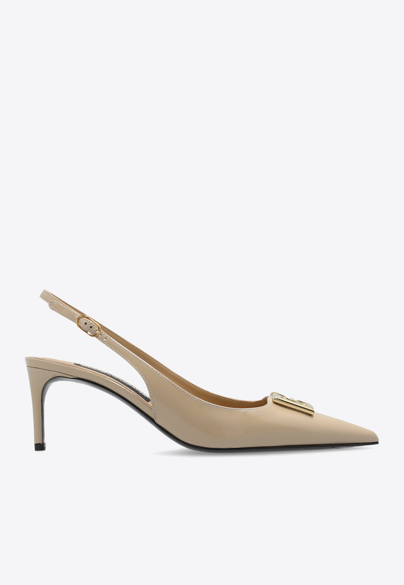 Dolce & Gabbana Lollo 60 Polished Calfskin Slingback Pumps Beige CG0710 A1037-8H005