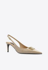 Dolce & Gabbana Lollo 60 Polished Calfskin Slingback Pumps Beige CG0710 A1037-8H005