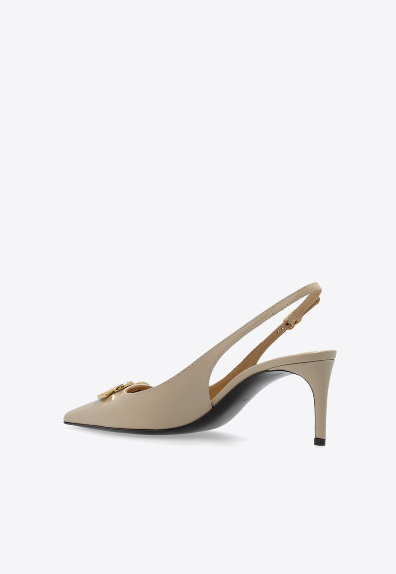 Dolce & Gabbana Lollo 60 Polished Calfskin Slingback Pumps Beige CG0710 A1037-8H005