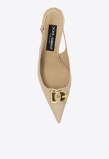 Dolce & Gabbana Lollo 60 Polished Calfskin Slingback Pumps Beige CG0710 A1037-8H005