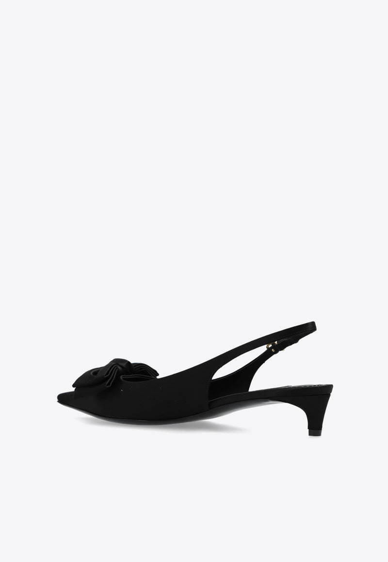 Dolce & Gabbana Mun 30 Slingback Satin Pumps Black CG0843 A3I64-8B956