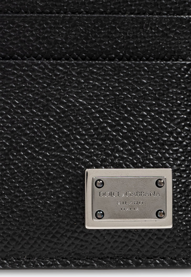 Dolce & Gabbana Logo Plaque Dauphine Leather Cardholder Black BP3325 AG219-80999