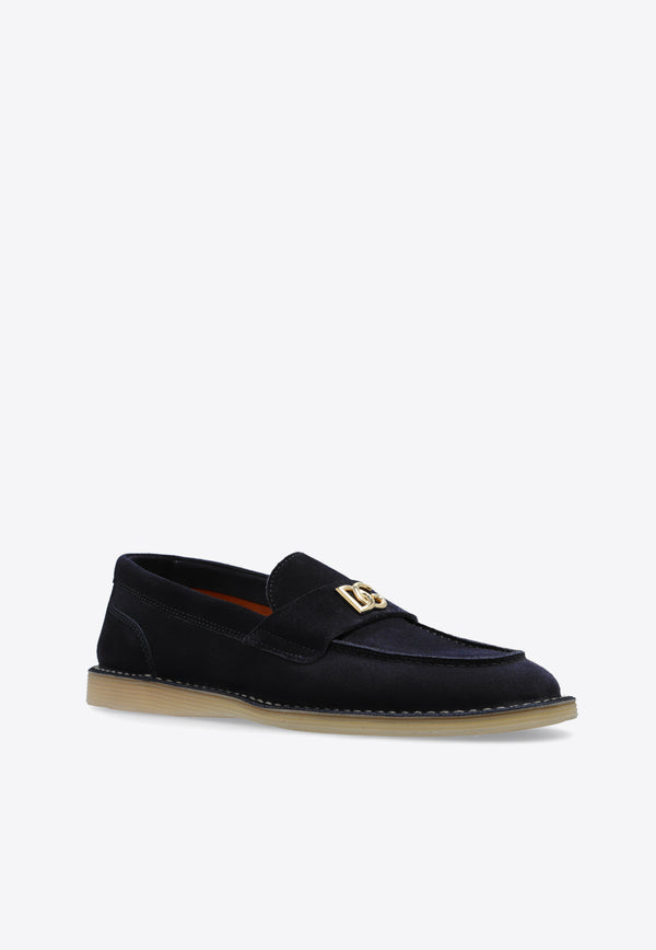 Dolce & Gabbana DG Logo Suede Loafers Navy CP0182 AS707-8H610