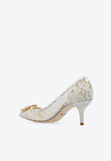 Dolce & Gabbana Bellucci 60 Brooch Embellished Lace Pumps Cream CD0066 AL198-80005