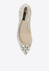 Dolce & Gabbana Bellucci 60 Brooch Embellished Lace Pumps Cream CD0066 AL198-80005