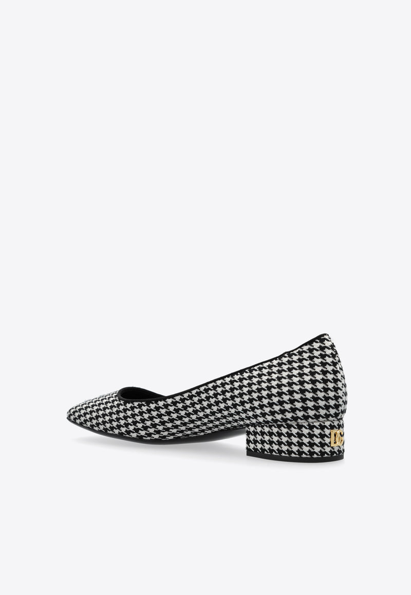 Dolce & Gabbana Jacky 30 Houndstooth Pumps Black CD1873 A9V05-89697