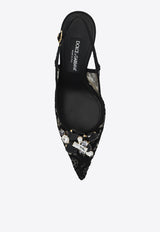 Dolce & Gabbana 90 Lurex Lace Slingback Pumps Black CG0712 AQ074-80999