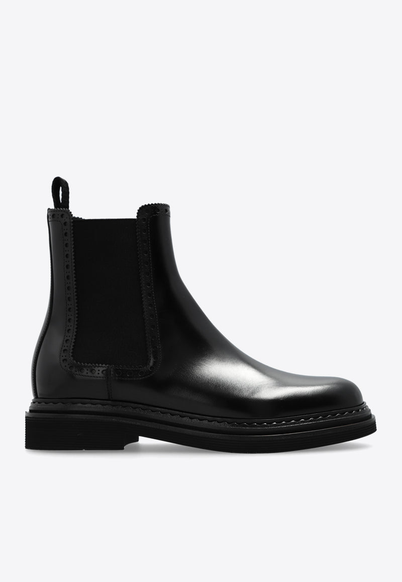 Dolce & Gabbana Leather Chelsea Ankle Boots Black CT1049 A1203-80999