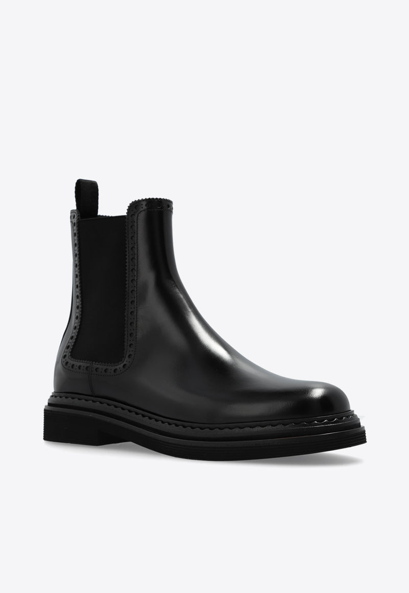 Dolce & Gabbana Leather Chelsea Ankle Boots Black CT1049 A1203-80999