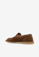 Dolce & Gabbana DG Logo Suede and Shearling Loafers Brown CP0183 A3G52-80024