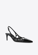 Dolce & Gabbana 75 Calf Leather Slingback Pumps Black CG0778 A1037-80999