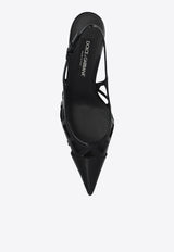 Dolce & Gabbana 75 Calf Leather Slingback Pumps Black CG0778 A1037-80999