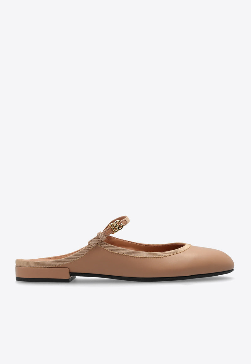 Dolce & Gabbana Vally Nappa Mordore Flat Mules Beige CI0174 A9U91-80010