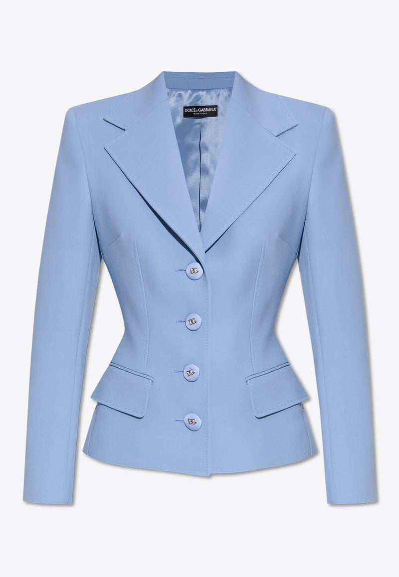 Dolce & Gabbana Single-Breasted Wool Blazer Light Blue F27ADT FU2L8-F3981