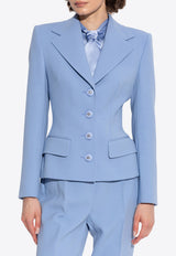 Dolce & Gabbana Single-Breasted Wool Blazer Light Blue F27ADT FU2L8-F3981