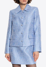 Dolce & Gabbana Single-Breasted Floral Jacquard Blazer  Light Blue F29UET GDCAV-F3981