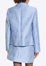 Dolce & Gabbana Single-Breasted Floral Jacquard Blazer  Light Blue F29UET GDCAV-F3981