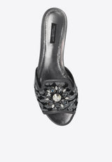 Dolce & Gabbana Bianca Lurex Lace Flat Sandals Gray CQ0023 AE637-87505