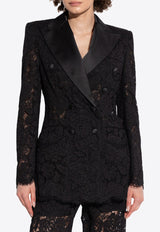 Dolce & Gabbana Double-Breasted Floral Lace Blazer Black F29TRT HLM7L-N0000