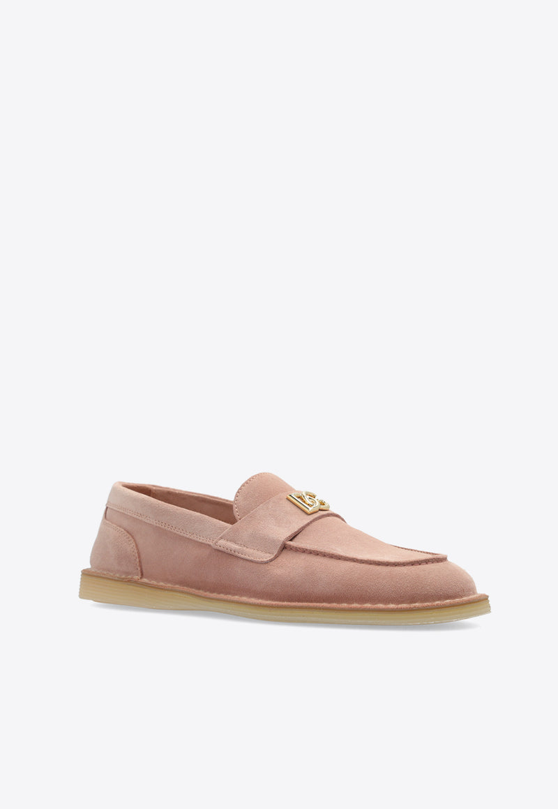 Dolce & Gabbana DG Logo Suede Loafers Pink CP0182 AS707-8H424