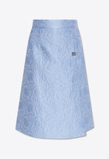 Dolce & Gabbana Floral Jacquard Midi Skirt Light Blue F4CJ2T HJMOK-F3981