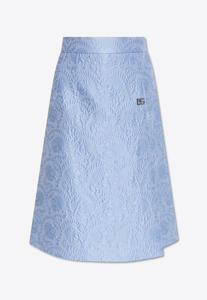 Dolce & Gabbana Floral Jacquard Midi Skirt Light Blue F4CJ2T HJMOK-F3981