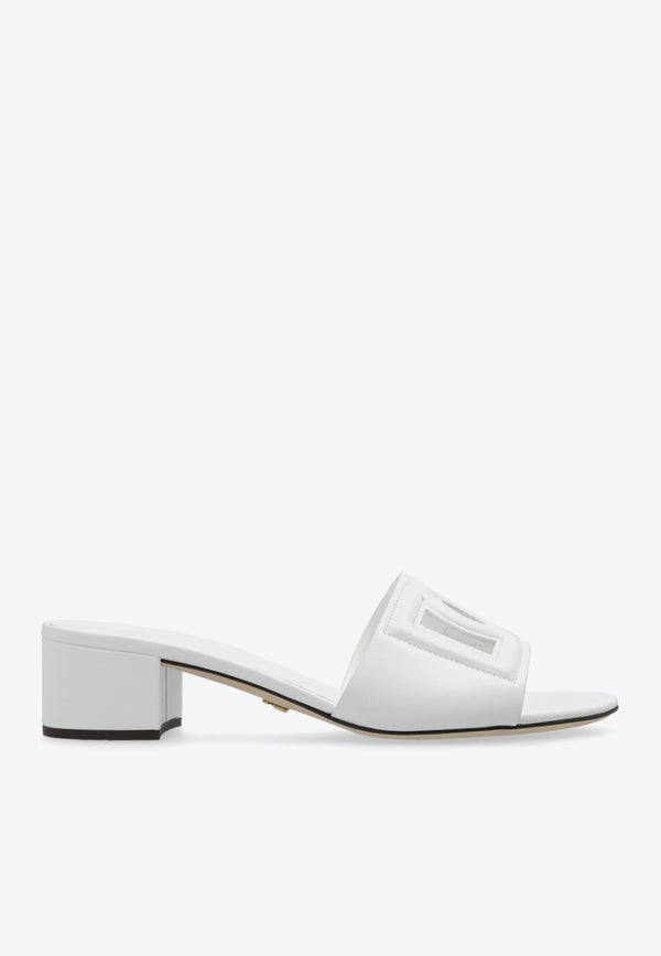 Dolce & Gabbana Bianca 40 DG Logo Leather Mules White CR1755 AY329-80001