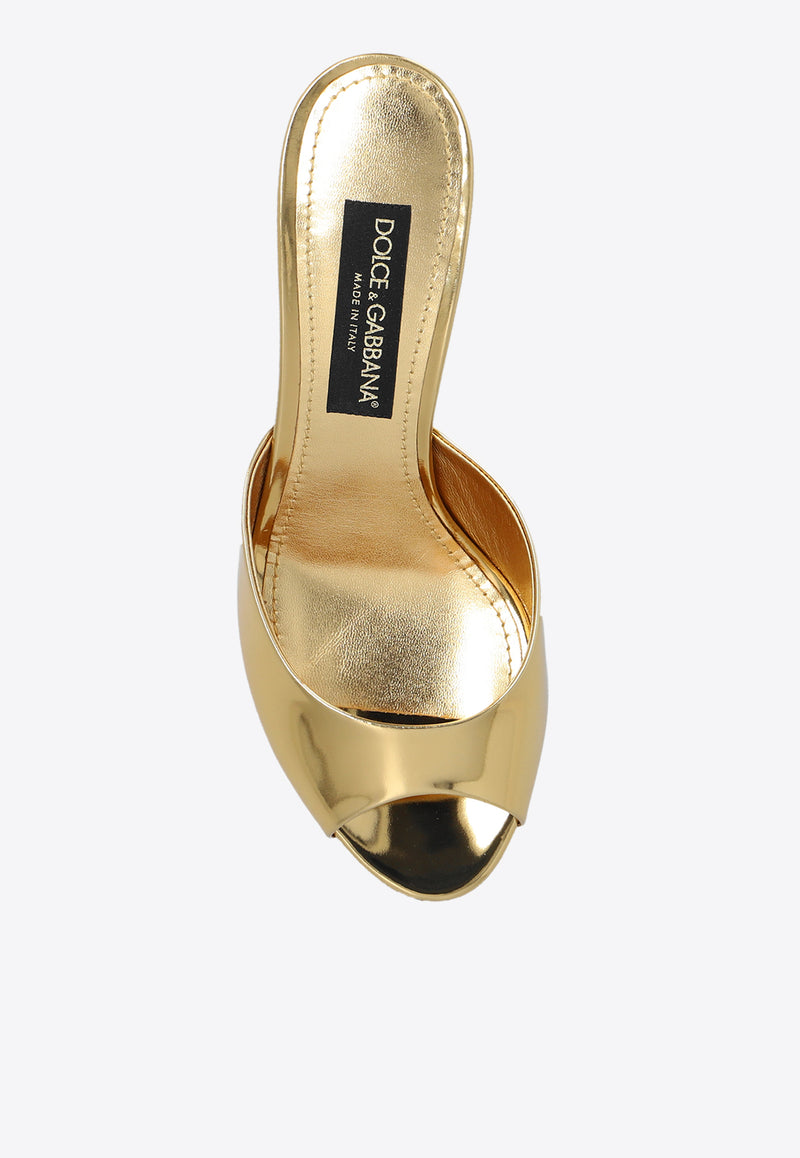 Dolce & Gabbana Keira 60 Metallic Leather Mules Gold CR1522 AY828-89869