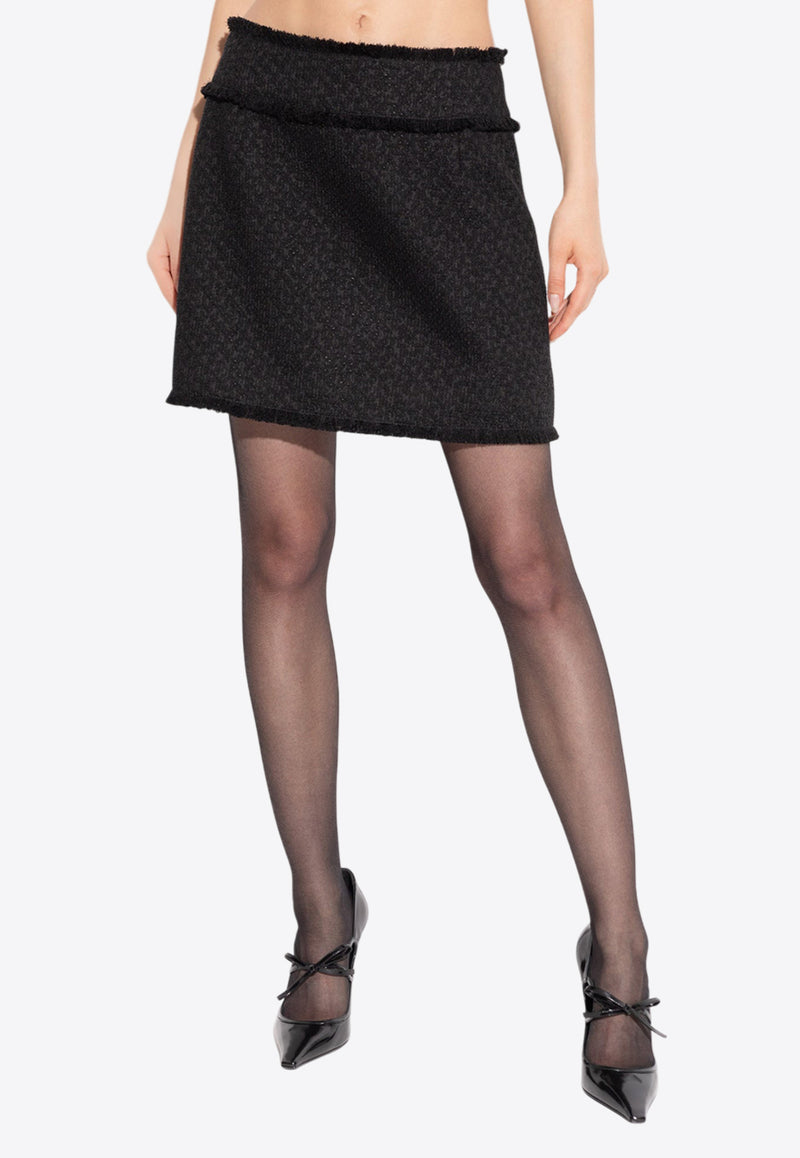 Dolce & Gabbana Wool Raschel Tweed Mini Skirt Black F4CR5T GDCLW-N0000