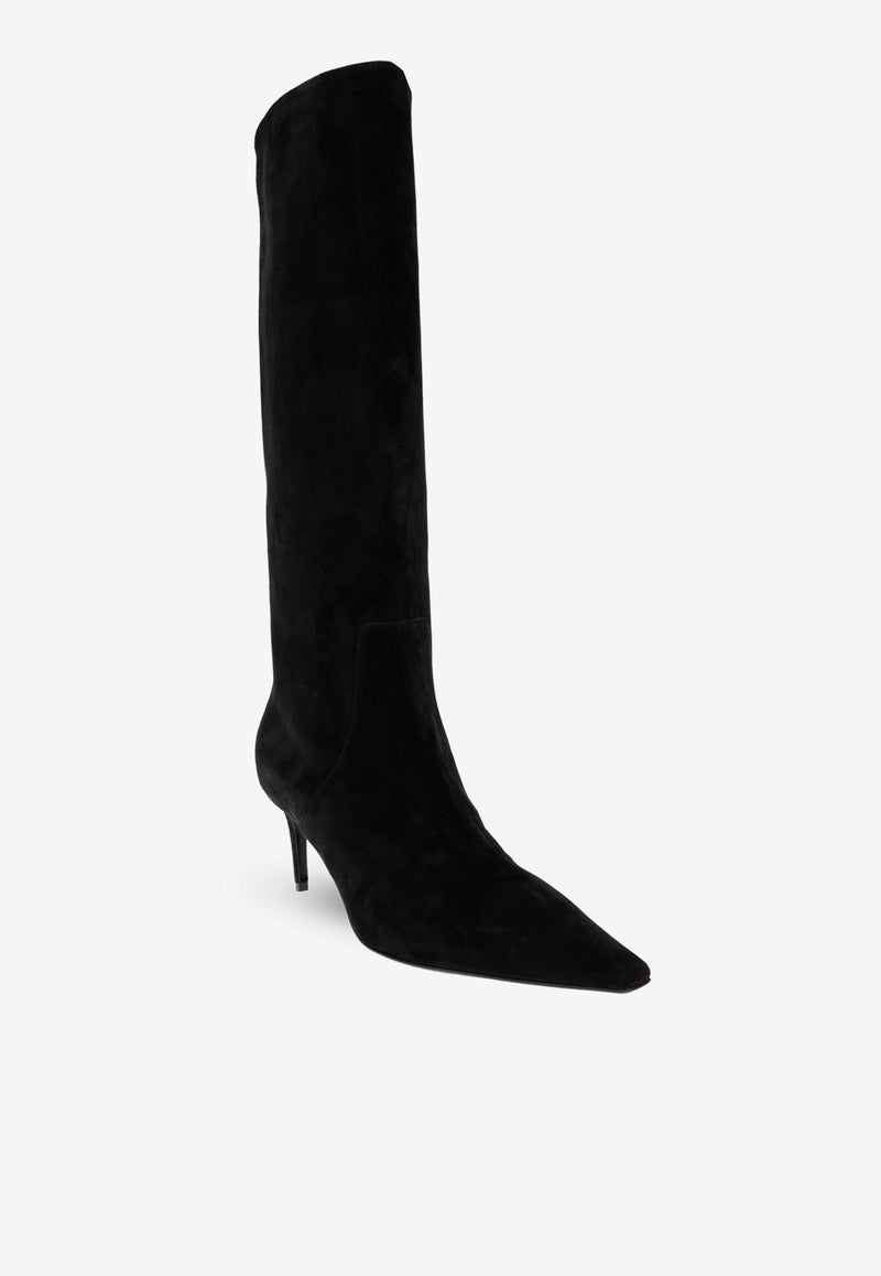 Dolce & Gabbana Lollo 60 Knee-High Suede Boots Black CU1139 A6807-80999