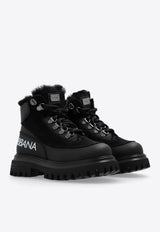 Dolce & Gabbana Kids Boys Logo Print Leather Ankle Boots Black DA5177 AL696-80999