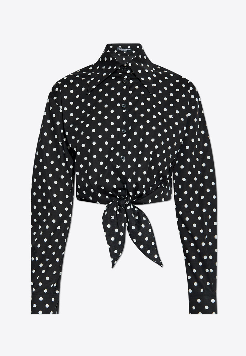 Dolce & Gabbana Polka Dot Cropped Shirt Black F5P61T FSFNR-HNZQW