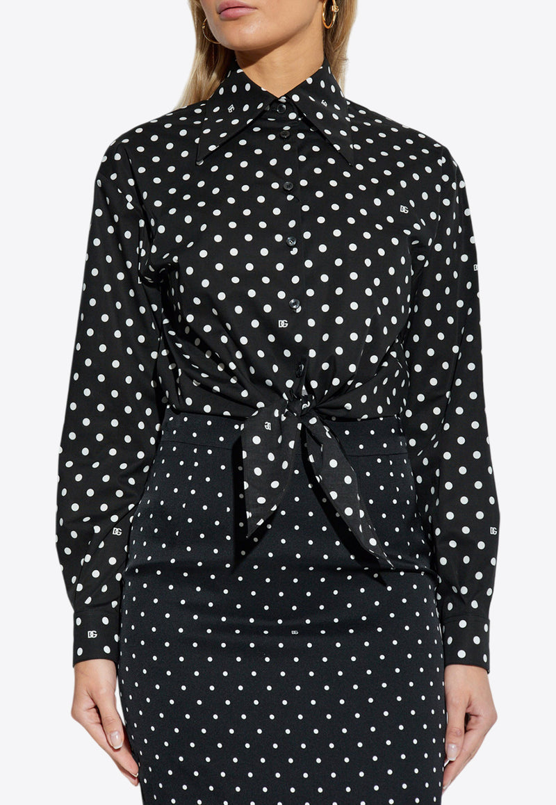 Dolce & Gabbana Polka Dot Cropped Shirt Black F5P61T FSFNR-HNZQW