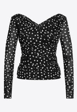 Dolce & Gabbana Polka Dot Tulle Wrap Top Black F7AB5T FSRP2-HNBDW