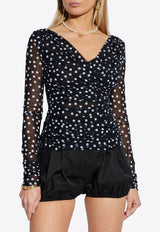 Dolce & Gabbana Polka Dot Tulle Wrap Top Black F7AB5T FSRP2-HNBDW