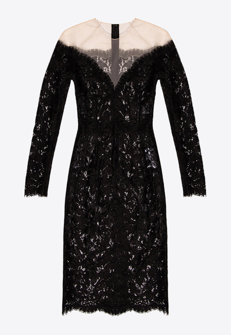 Dolce & Gabbana Floral Lace Sheer Dress Black F6R0AT FLMOK-N0000