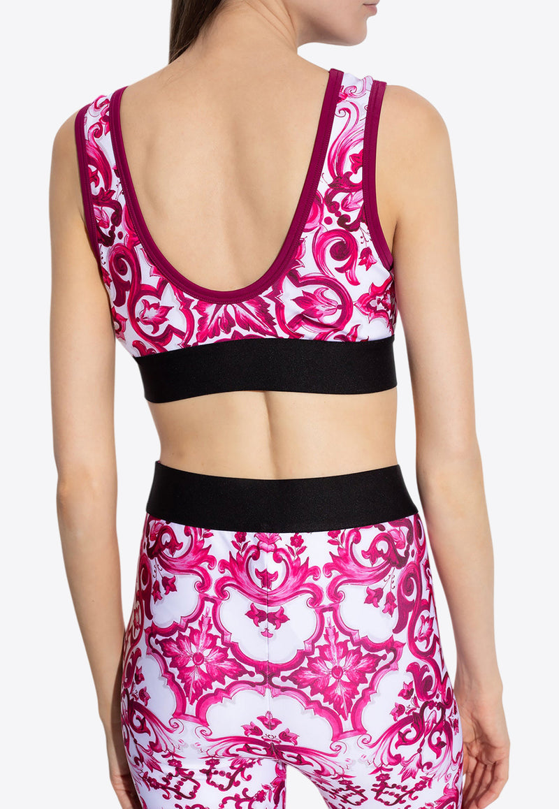 Dolce & Gabbana Majolica Print Cropped Top Pink F777YT FPG7B-H83TN